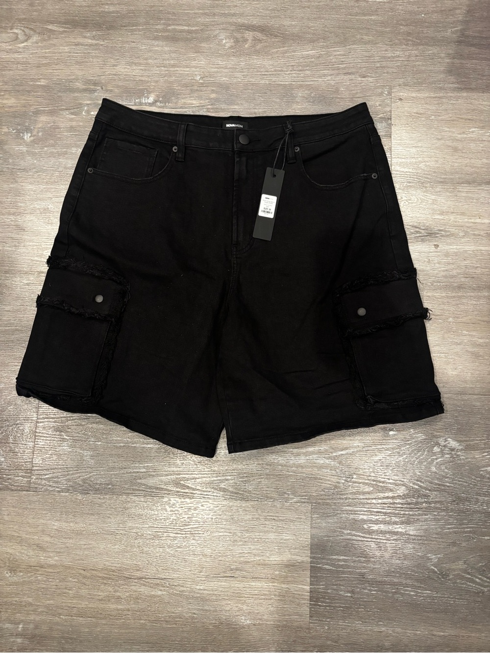 Fashion Nova Black Cargo Denim Shorts